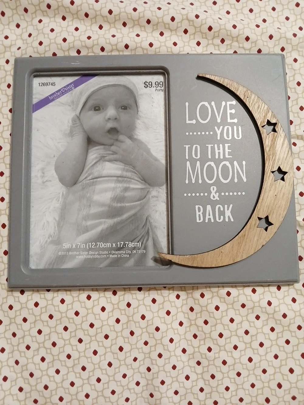 Love You to the Moon & Back Gray and Wood Picture Frame